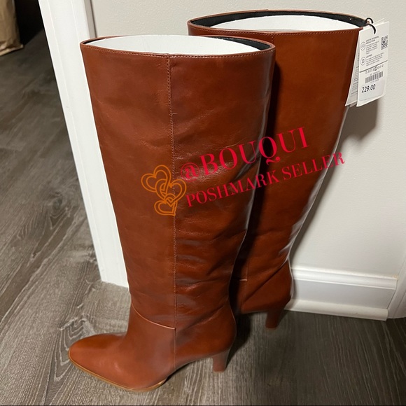 BLOGGERS FAV ZARA KNEE RISE HEELED LEATHER BOOTS - Picture 2 of 6